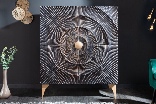 Highboard décoratif noir or H : 120 cm Travail manuel