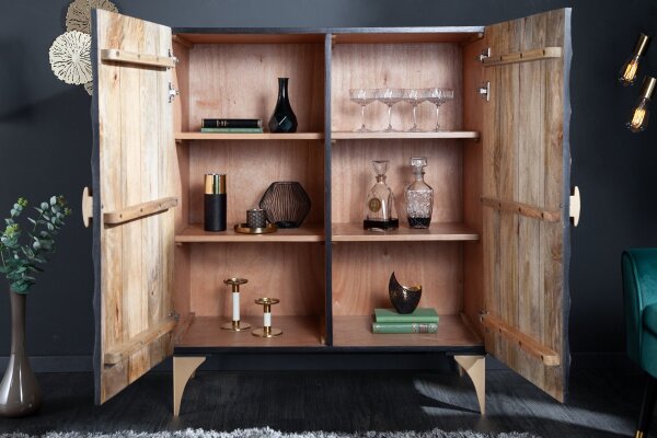 Highboard décoratif noir or H : 120 cm Travail manuel