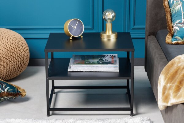 Table dappoint avec espace de rangement Acier noir 50 x 40 cm