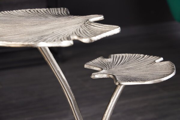 Table dappoint en métal argenté 50x32 cm fait main