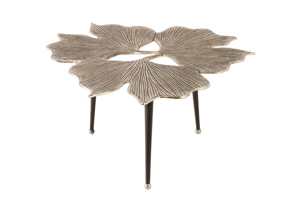 Table basse en métal argenté antique noir fait main
