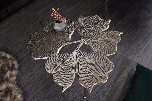 Table basse en métal argenté antique noir fait main