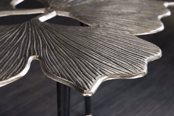 Table basse en métal argenté antique noir fait main