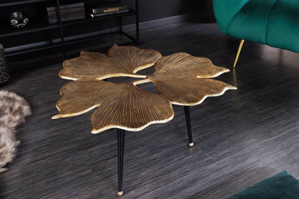 Table basse en métal doré noir 75x73 cm artisanale