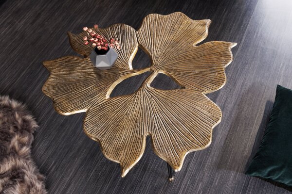 Table basse en métal doré noir 75x73 cm artisanale