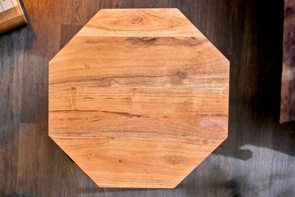 Table basse en bois dacacia métal naturel laiton 50x50 cm