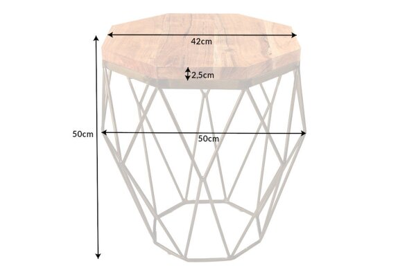 Table basse en bois dacacia métal naturel laiton 50x50 cm