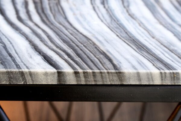 Table basse en marbre métal 50 x 50 cm en gris noir