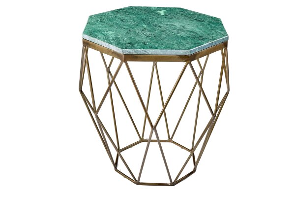Table basse marbre métal en laiton vert 50 x 50 cm