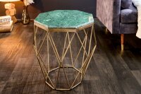 Table basse marbre métal en laiton vert 50 x 50 cm