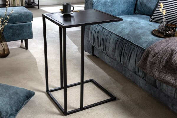 Table dappoint en noir 43 x 35 cm forme C métal MDF