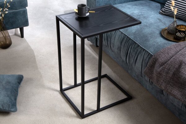 Table dappoint en noir 43 x 35 cm forme C métal MDF