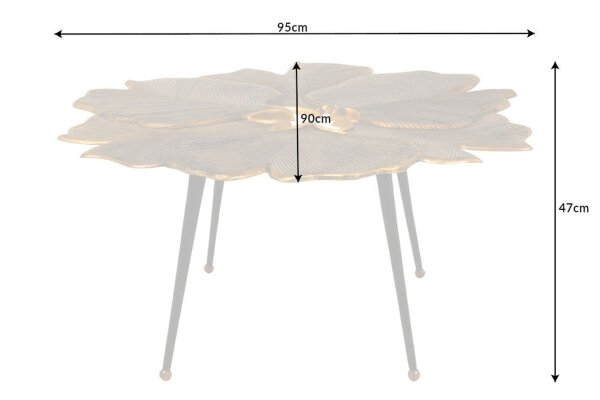 Table basse en métal doré noir 94x92 cm artisanale