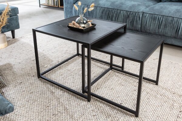 Lot de 2 tables dappoint noires carrées Modernes