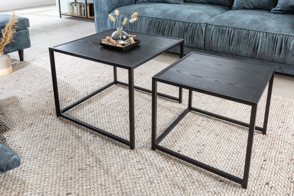 Lot de 2 tables dappoint noires carrées Modernes