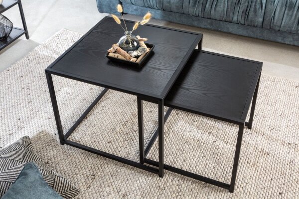 Lot de 2 tables dappoint noires carrées Modernes