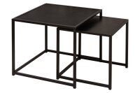 Lot de 2 tables dappoint noires carr&eacute;es Modernes