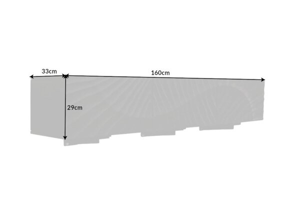 Meuble TV suspendu noir 160 cm bois de manguier fait main