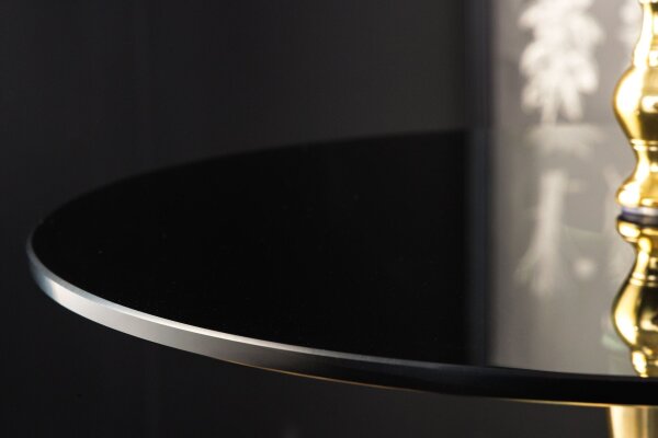 Table dappoint verre dur métal en or noir Ø 44 cm