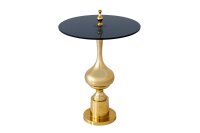 Table dappoint verre dur m&eacute;tal en or noir &Oslash;...