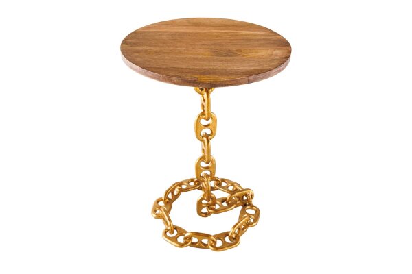 Table dappoint mangue bois métal 38x38 cm artisanale