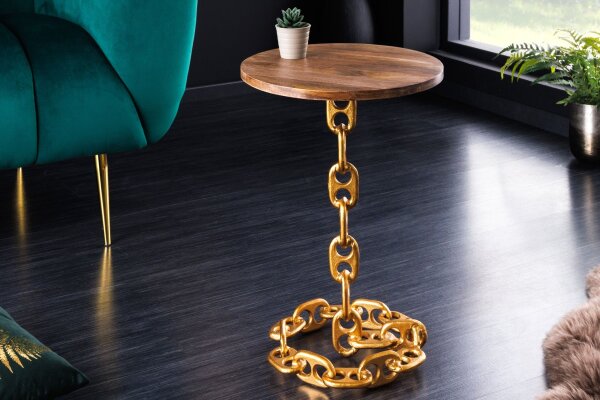 Table dappoint mangue bois métal 38x38 cm artisanale