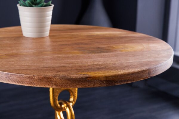 Table dappoint mangue bois métal 38x38 cm artisanale