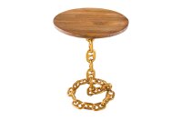 Table dappoint mangue bois métal 38x38 cm artisanale