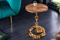 Table dappoint mangue bois métal 38x38 cm artisanale