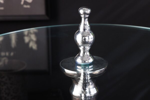 Table dappoint verre dur métal argenté Ø 44 cm