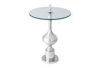 Table dappoint verre dur métal argenté...