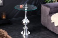 Table dappoint verre dur métal argenté...