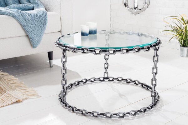 Table basse en verre trempé Fer en argent 65x65 cm artisanat