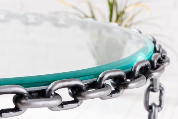 Table basse en verre trempé Fer en argent 65x65 cm artisanat