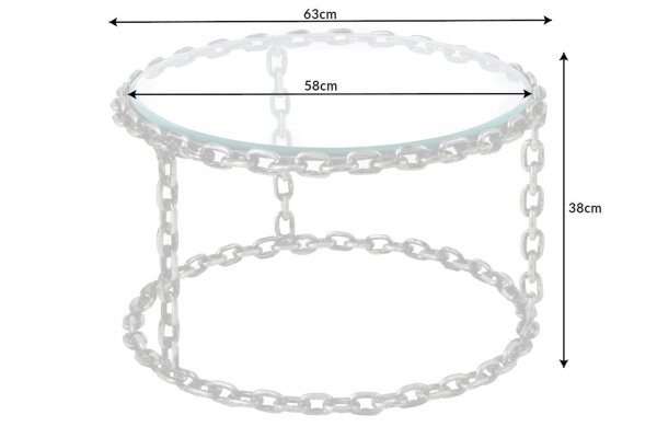 Table basse en verre trempé Fer en argent 65x65 cm artisanat