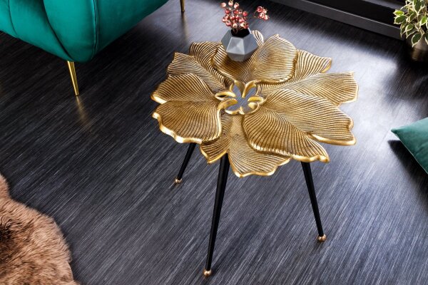 Table basse en métal doré noir 56x58 cm artisanale