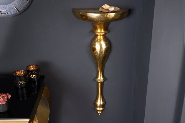 Étagère flottante en métal doré H : 80 cm Travail manuel Baroque Design
