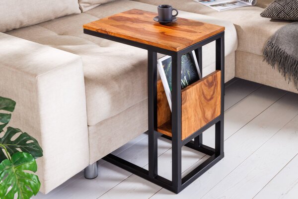 Table dappoint bois de sheesham métal 45 x 30 cm