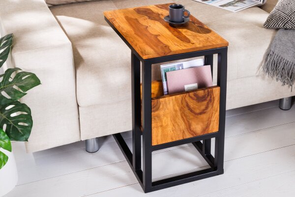Table dappoint bois de sheesham métal 45 x 30 cm