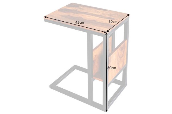 Table dappoint bois de sheesham métal 45 x 30 cm