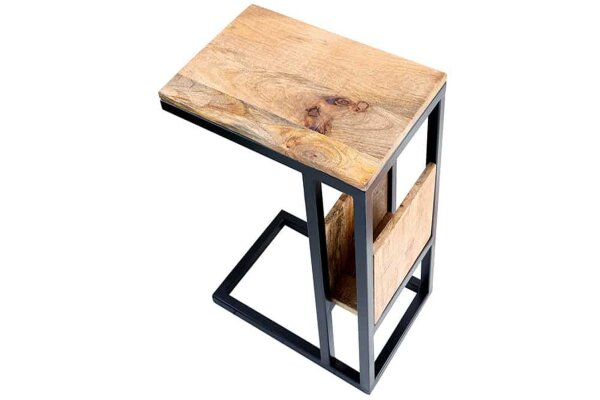 Table dappoint mangue bois métal 45 x 30 cm forme C