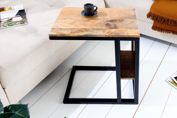 Table dappoint mangue bois métal 45 x 30 cm forme C
