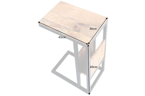 Table dappoint mangue bois métal 45 x 30 cm forme C
