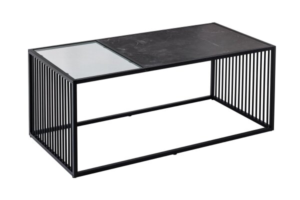 Table basse verre MDF métal en noir 100 x 50 cm Moderne