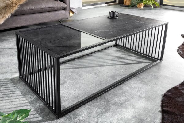 Table basse verre MDF métal en noir 100 x 50 cm Moderne