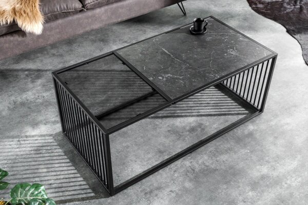 Table basse verre MDF métal en noir 100 x 50 cm Moderne
