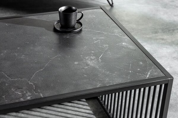 Table basse verre MDF métal en noir 100 x 50 cm Moderne