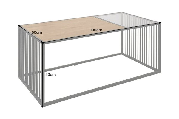 Table basse verre MDF métal en noir 100 x 50 cm Moderne