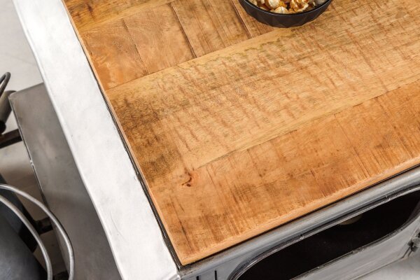 Table basse 165 cm artisanale Hot Rod avec meuble bar