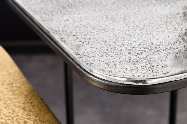 Table basse set de 2 pièces en métal noir or argent fait main